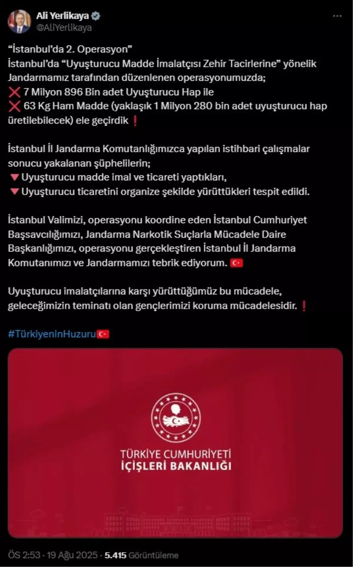 İstanbul'da Uyuşturucu Operasyonu: 7 Milyon Hap Ele Geçirildi