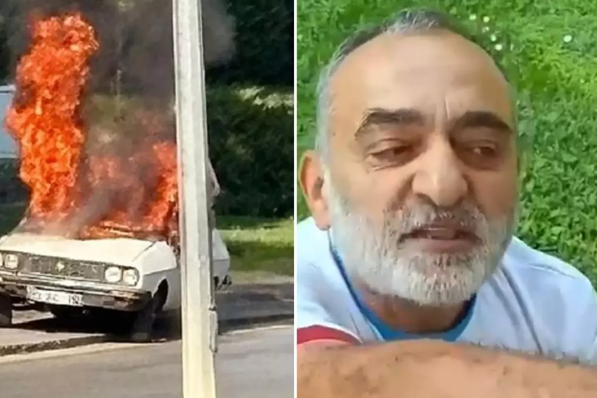 Meclis'in önünde araç yakan şahsın 16 suç kaydı çıktı! İşte yakalandığı an söyledikleri