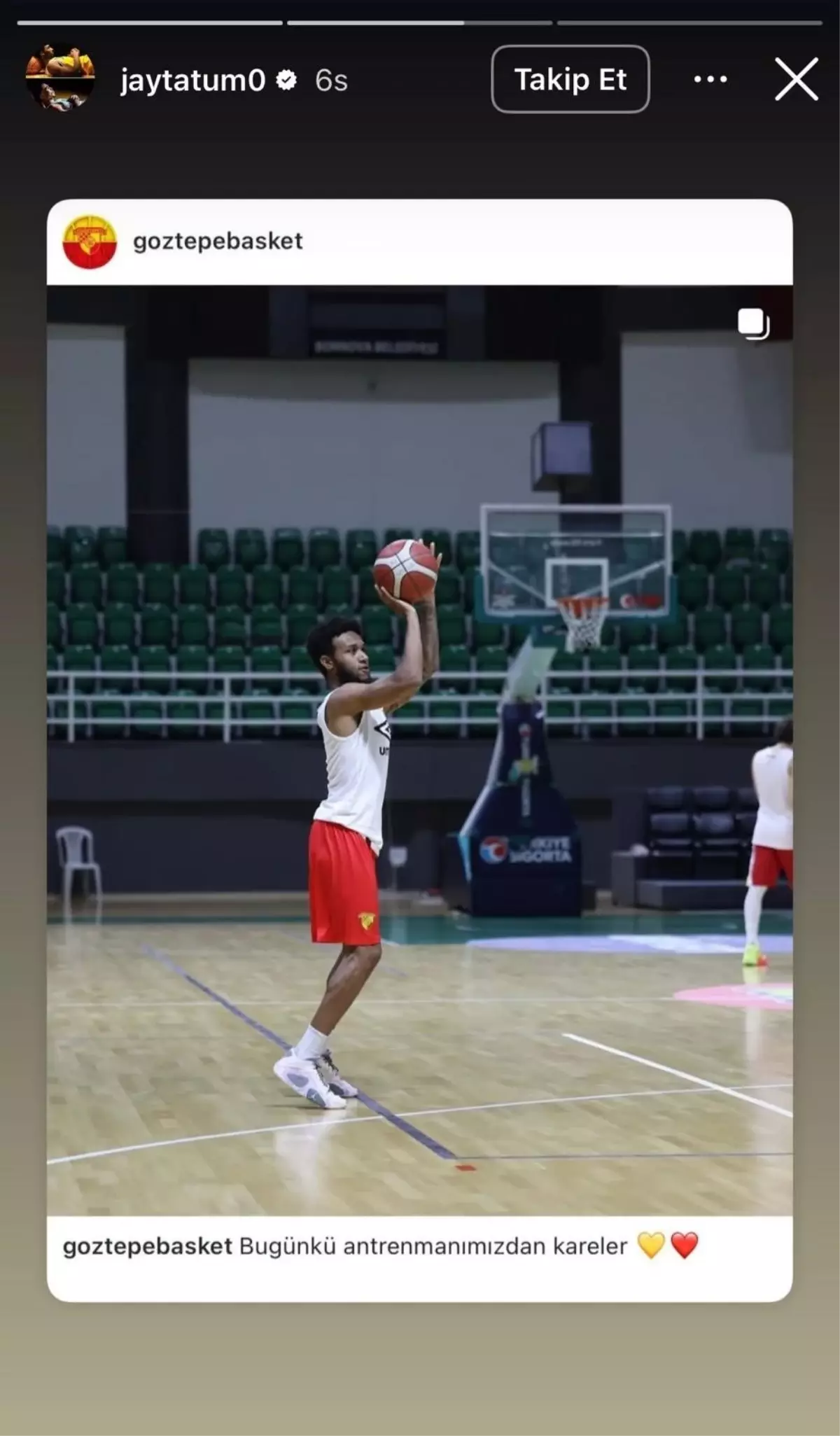 Jayson Tatum, Göztepe'nin Paylaşımını Yayımladı