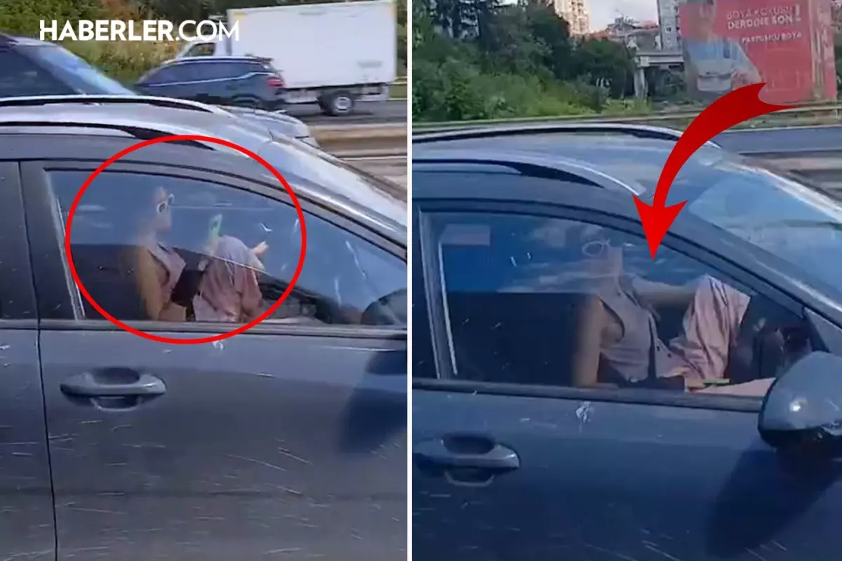 Sürücüdeki rahatlığa bak! Trafikte akılalmaz görüntüler