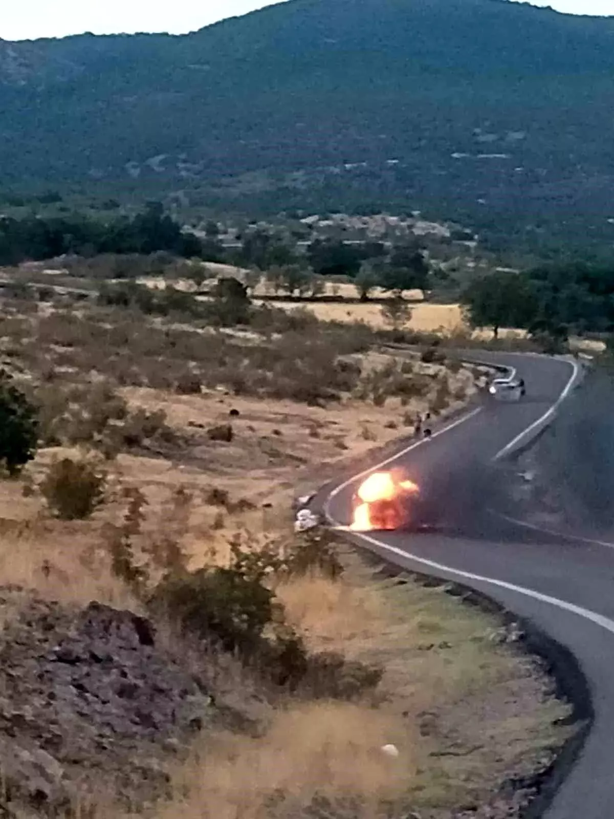 Ankara'da Seyir Halindeki Otomobilde Yangın, Tarlaya Sıçradı