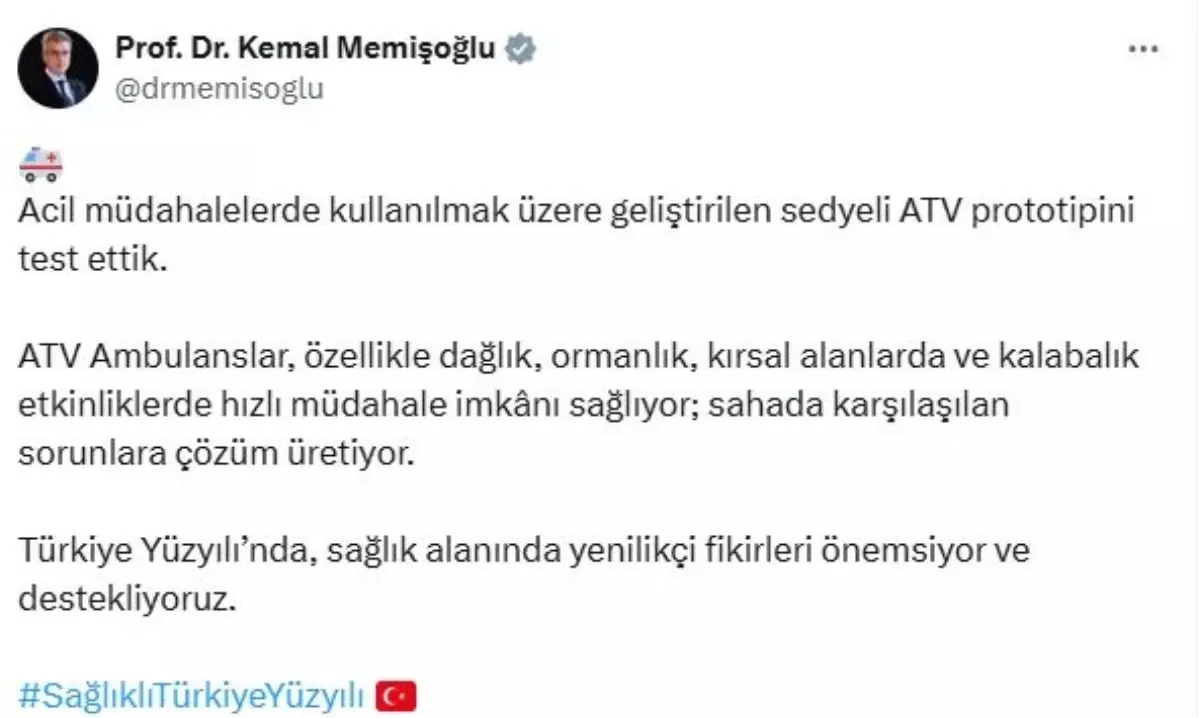 Acil Müdahale için Geliştirilen ATV Ambulans Prototipi Test Edildi
