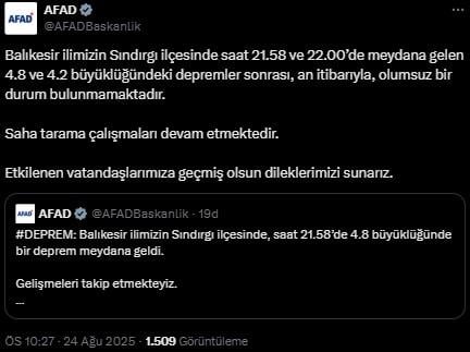 balikesir de iki dakika arayla 4 8 ve 4 2 18977836 1958 m