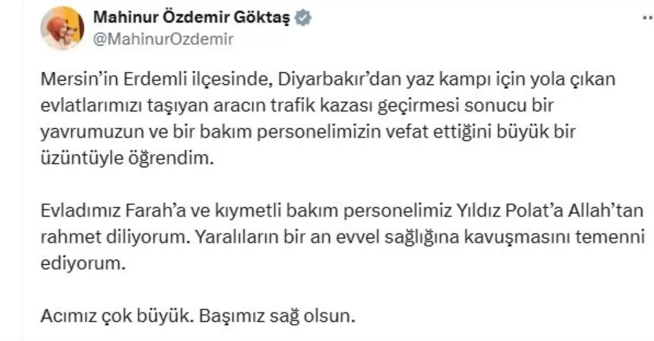 Bakan Göktaş'tan Trafik Kazası İçin Taziye Mesajı