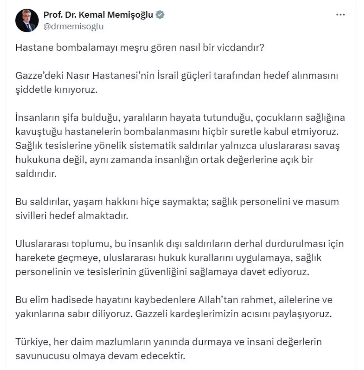 Sağlık Bakanı Memişoğlu&apos;ndan İsrail&apos;in Gazze Saldırılarına Sert Tepki