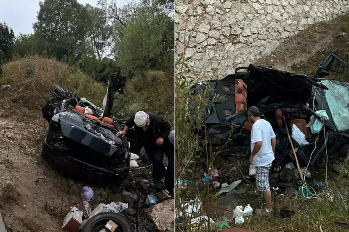 Hurdaya dönen otomobil iki kişiye mezar oldu
