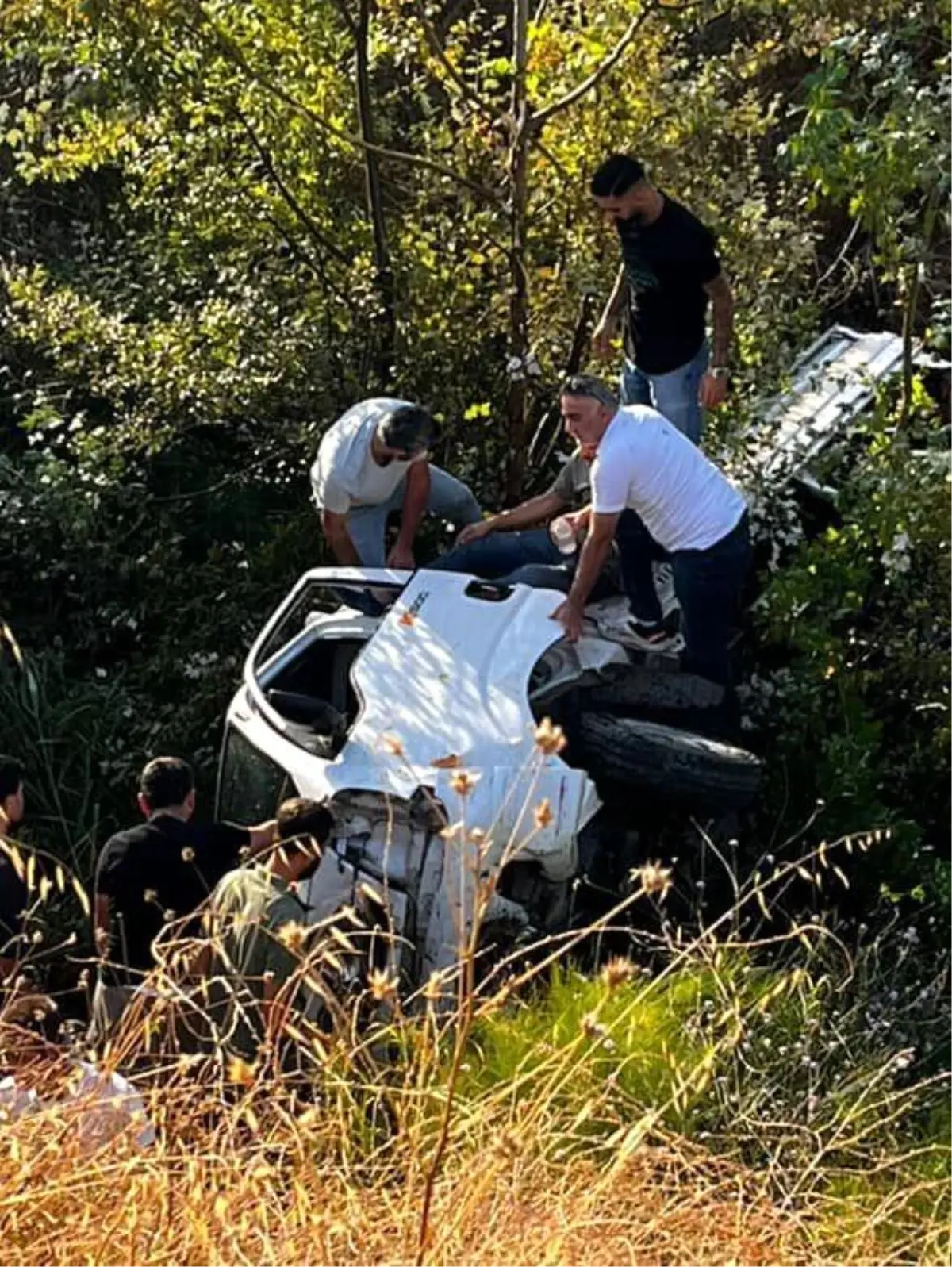 Kocaeli'de Kontrolden Çıkan Kamyonet Ağaçlık Alana Uçtu
