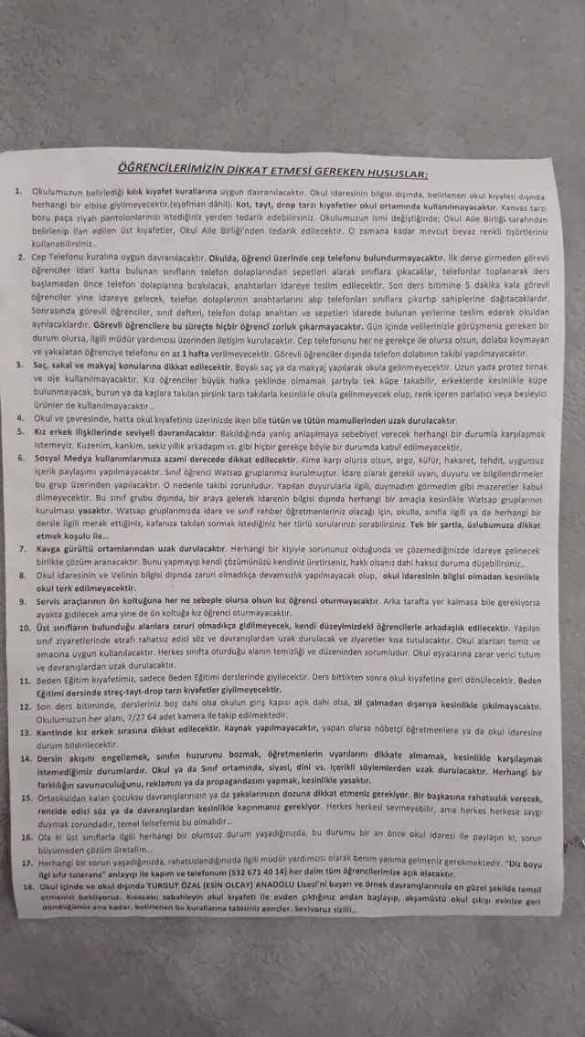 The 18-item rules list of the high school sparked reactions, the Governor's Office initiated an investigation