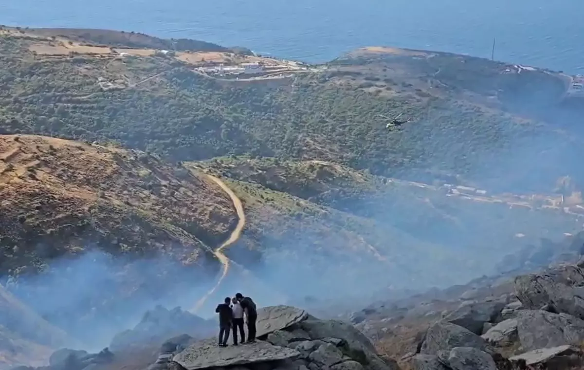 Marmara Adası'nda Orman Yangınına Müdahale Sürüyor