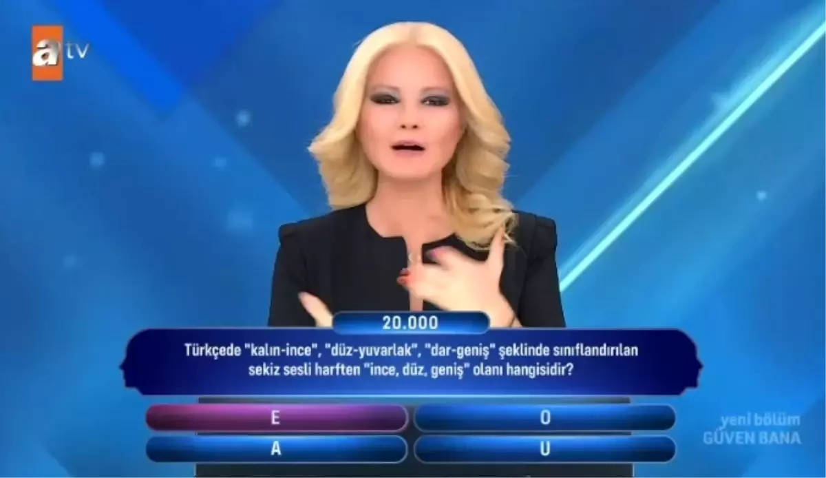 Türkçede "kalin-ince", "düz-yuvarlak", "dar-geniş" şeklinde sınıflandırılan sekiz sesli harften "ince, düz, geniş" olanı hangisidir?