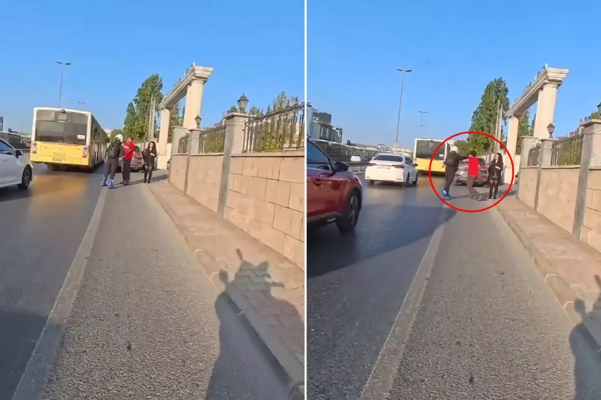 Tartıştığı sürücüyü yumruklayıp yere serdiği anları paylaştı