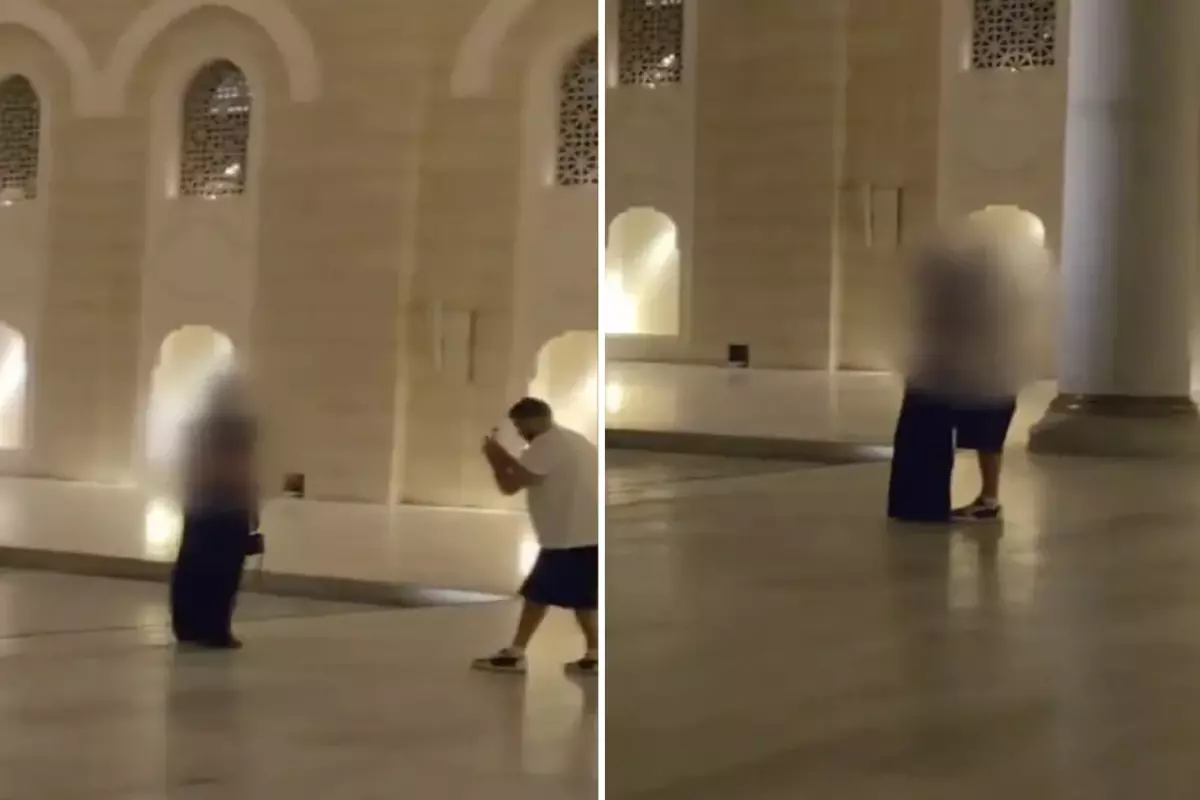 Büyük Çamlıca Camii'nde tartışma yaratan görüntü: Burada iki kişi öpüşüyor