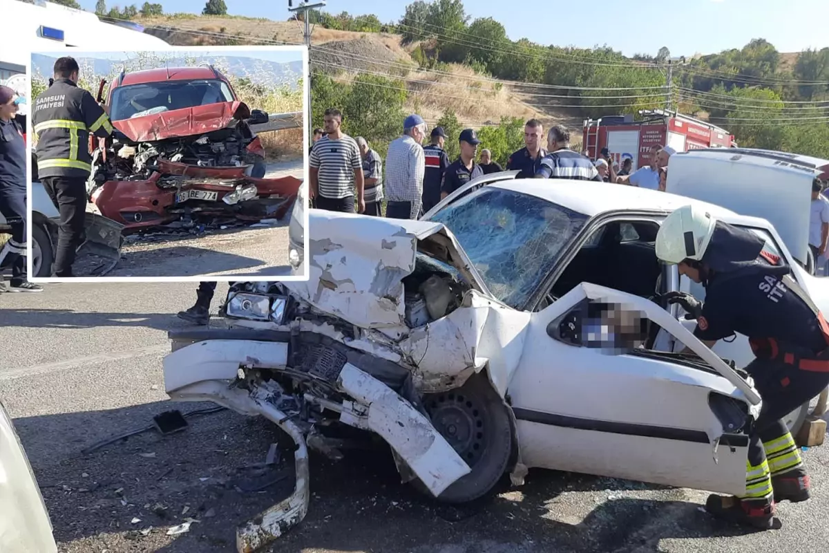 Samsun'da iki araç kafa kafaya çarpıştı: 1 ölü, 13 yaralı
