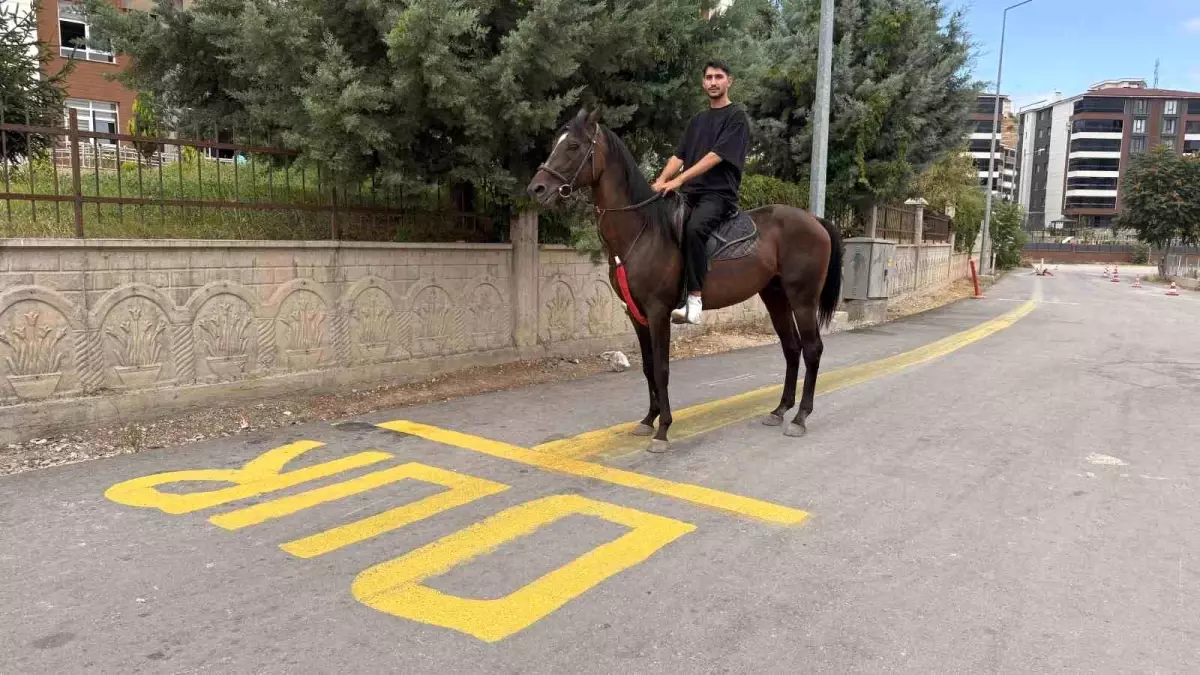 Motosiklet Ehliyeti Sınavında Heyecanı Yenmek İçin Atla Parkuru Tamamladı