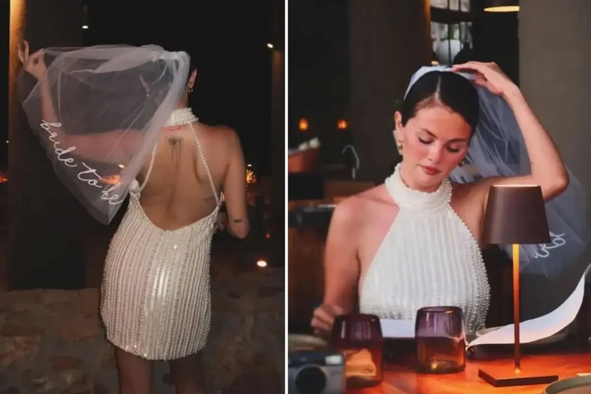 Selena Gomez'den bekarlığa unutulmaz veda! Beyazlara büründü, tül duvağını da taktı