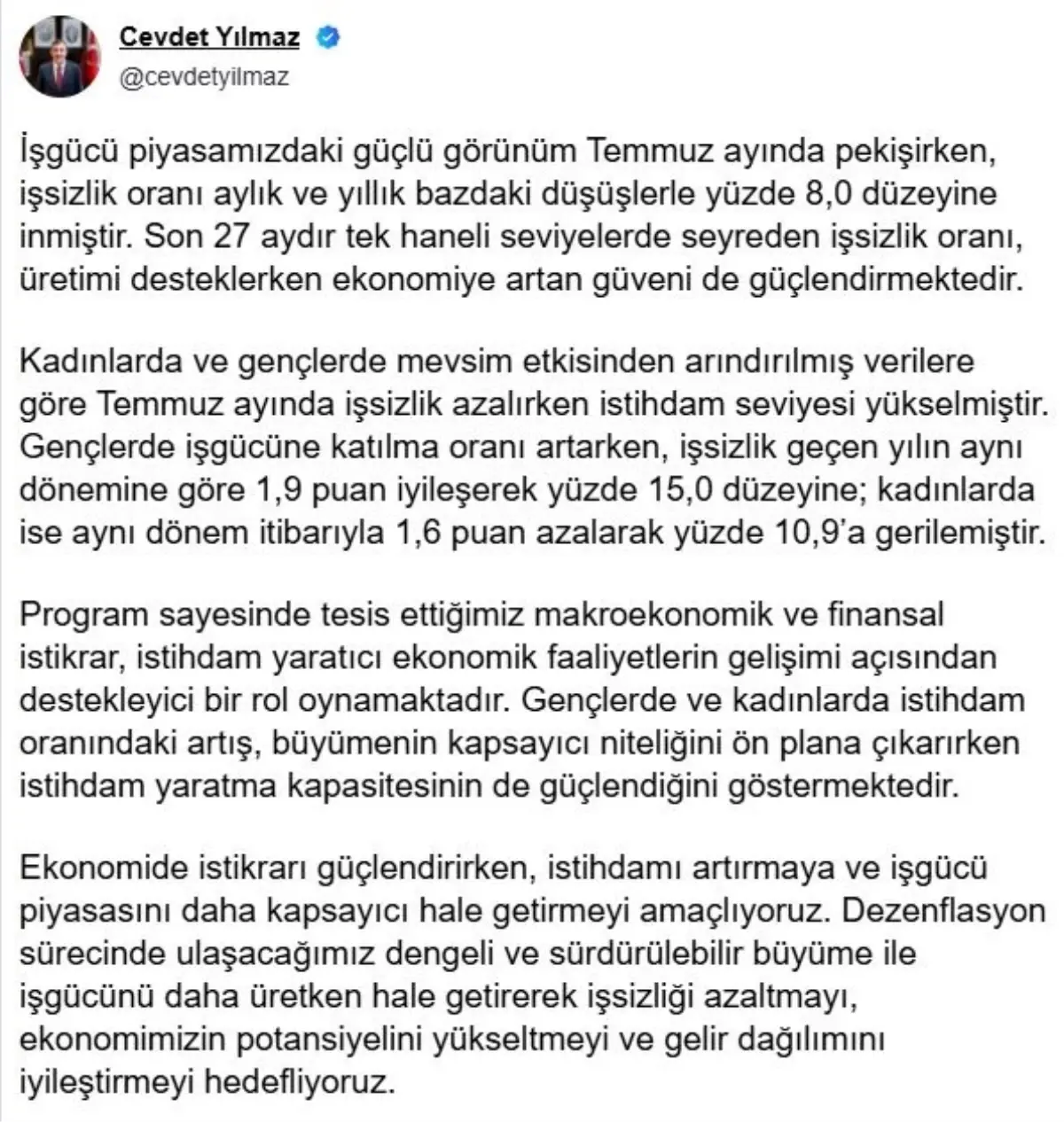 İşsizlik Oranı Yüzde 8'e Geriledi