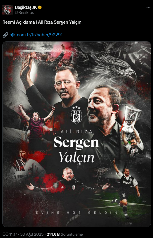 The second term of Sergen Yalçın officially started at Beşiktaş