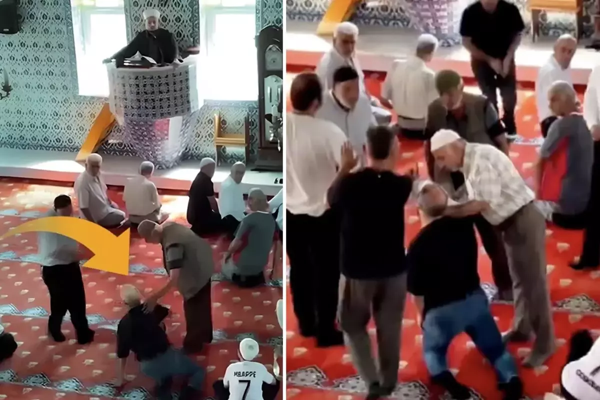 Camide istenmeyen görüntüler: İmamın uyarısı da işe yaramayınca dışarı çıkarıldılar