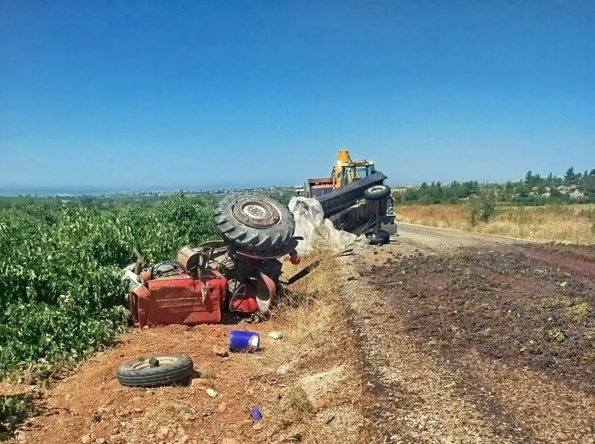 Üzüm Yüklü Traktör Devrildi, Sürücü Hayatını Kaybetti