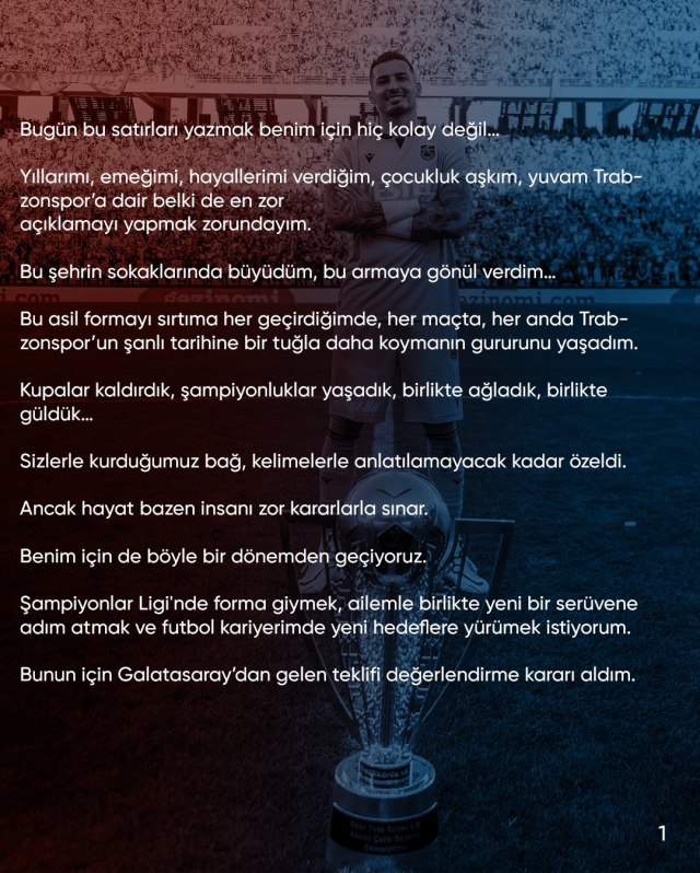 Galatasaray and Trabzonspor have agreed on the transfer of Uğurcan Çakır