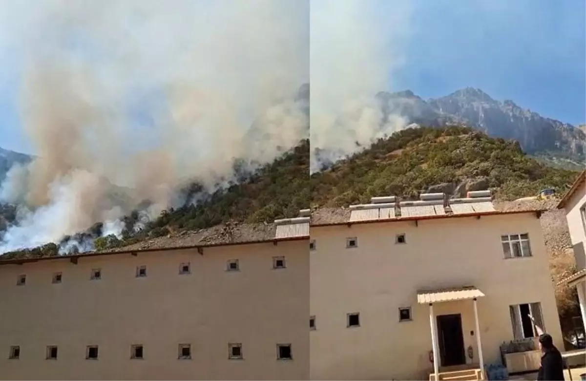 Hakkari-Çukurca Kara Yolunda Yangın Çıktı