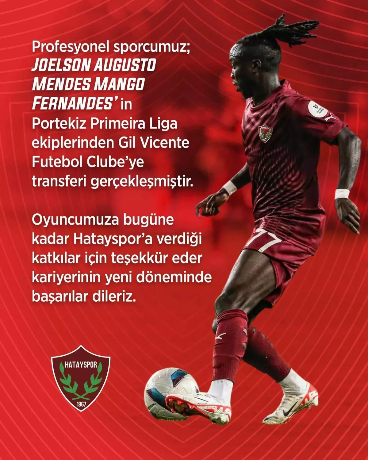 Hatayspor, Joelson Fernandes'i Gil Vicente'ye Transfer Etti