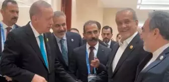 Çin'deki zirvede samimi anlar! Pezeşkiyan'dan Erdoğan'a davet