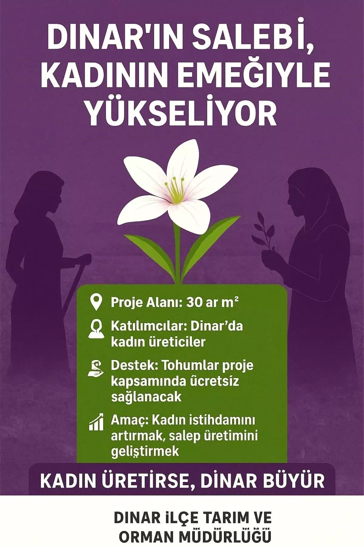 Dinar’da Kadın Çiftçilere Salep Yetiştiriciliği Projesi Duyurusu