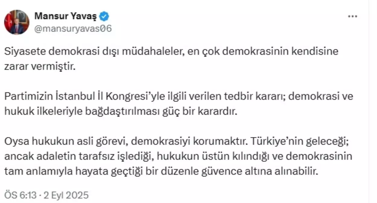 Mansur Yavaş: CHP İl Kongresi'nin İptali Demokrasiyi Zedeler
