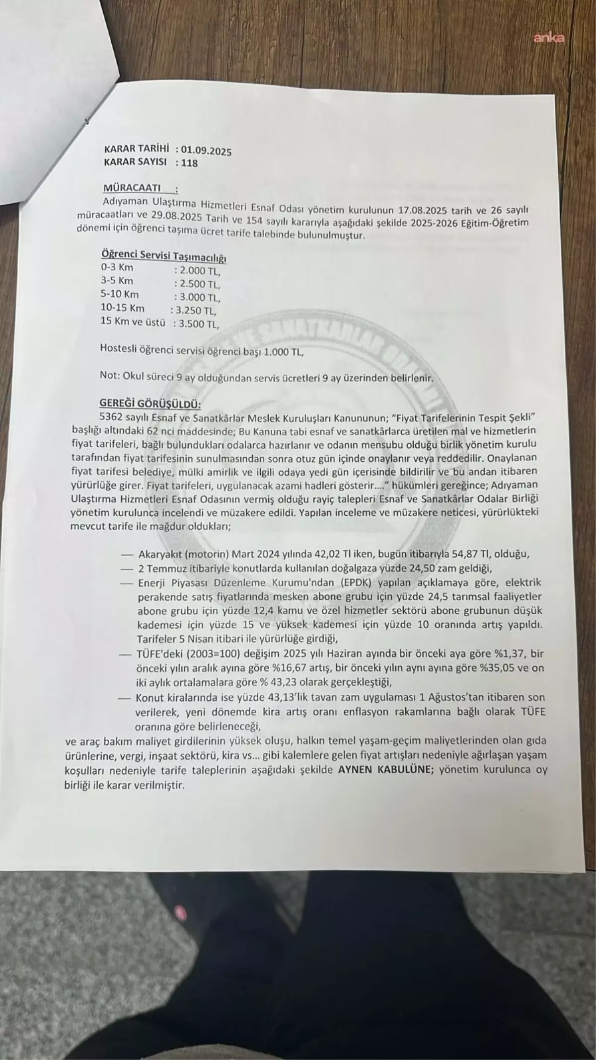 Adıyaman'da Öğrenci Servis Ücretleri Belirlendi