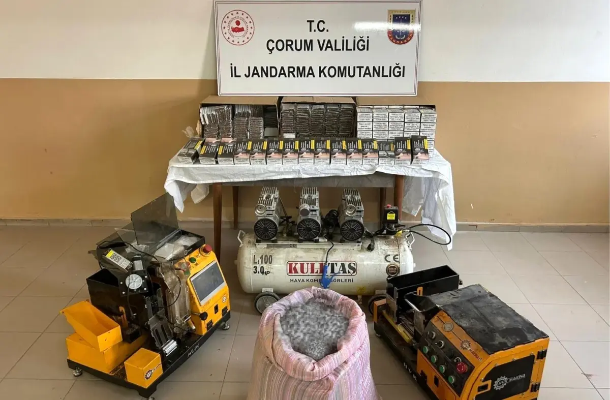 Çorum'un Alaca İlçesinde Kaçak Sigara Üretimi Operasyonu