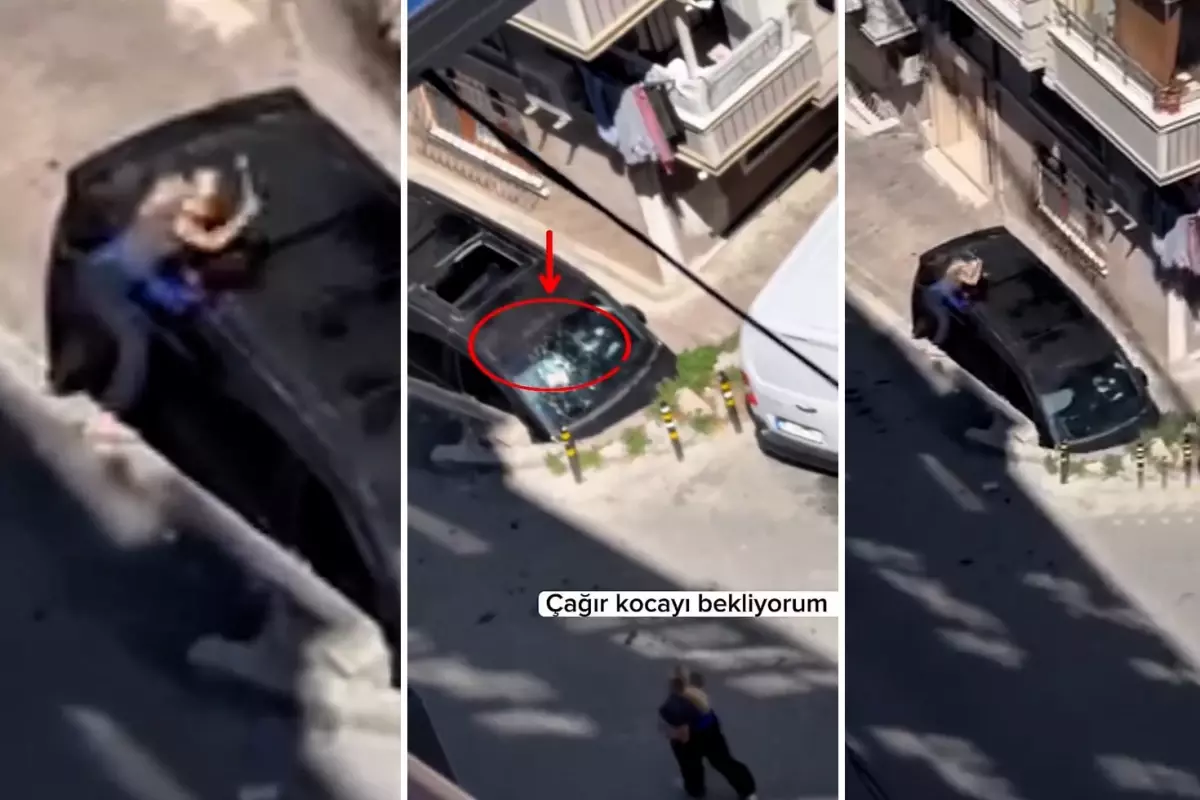 'Kocanı çağır, bekliyorum' diye bağırıp aracı çekiçle parçaladı