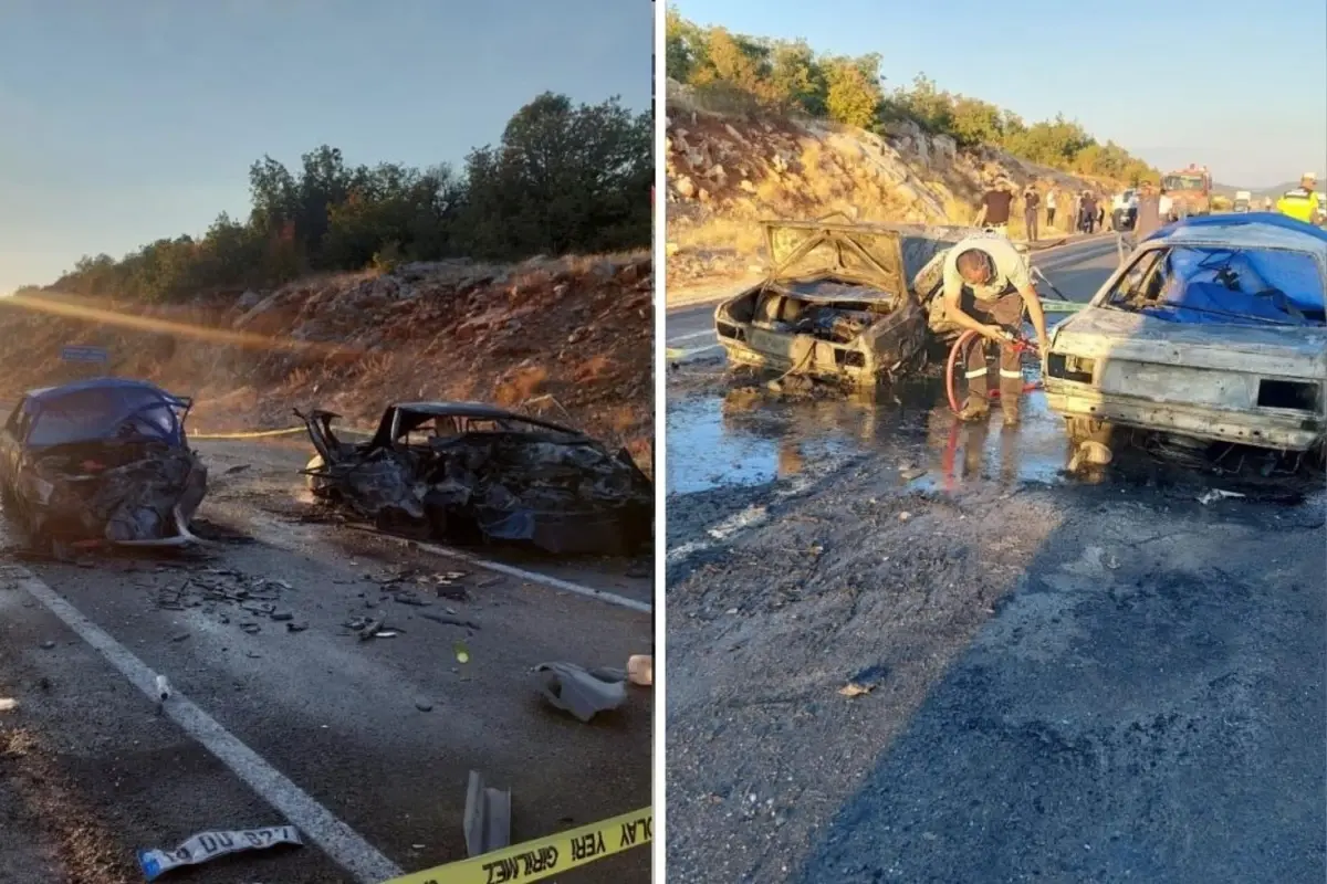 Araçlar bile tanınamaz hale geldi! 3 kişi yanarak hayatını kaybetti