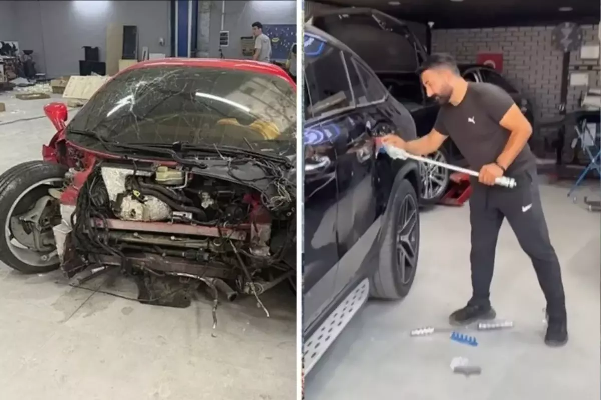 Ferrari'yi perte çıkartan ustadan yeni skandal! Bu kez aracın boyasını kaldırdı