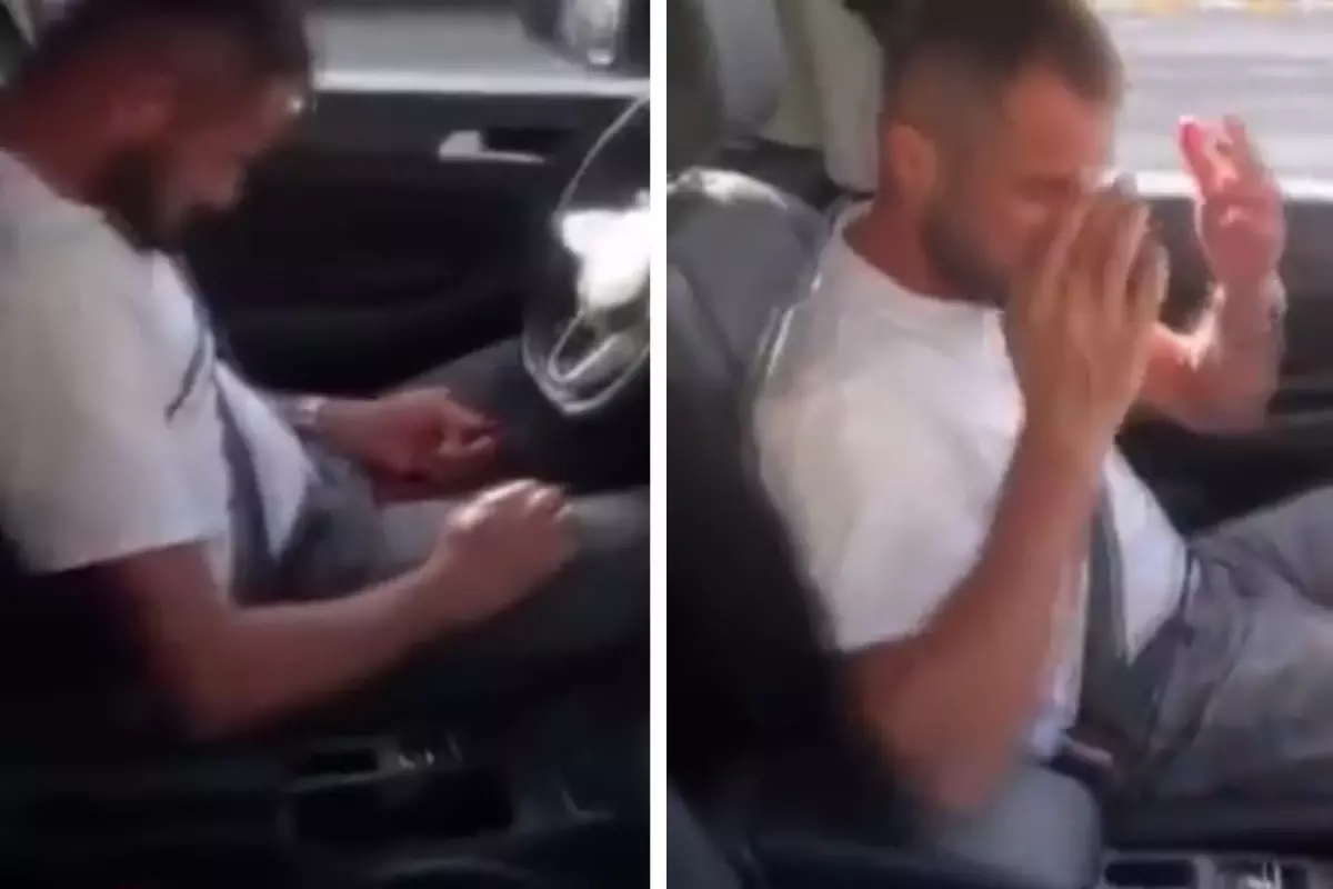 Trafiği tehlikeye soktu! Yolun ortasında uyudu, o anlar kameralarda