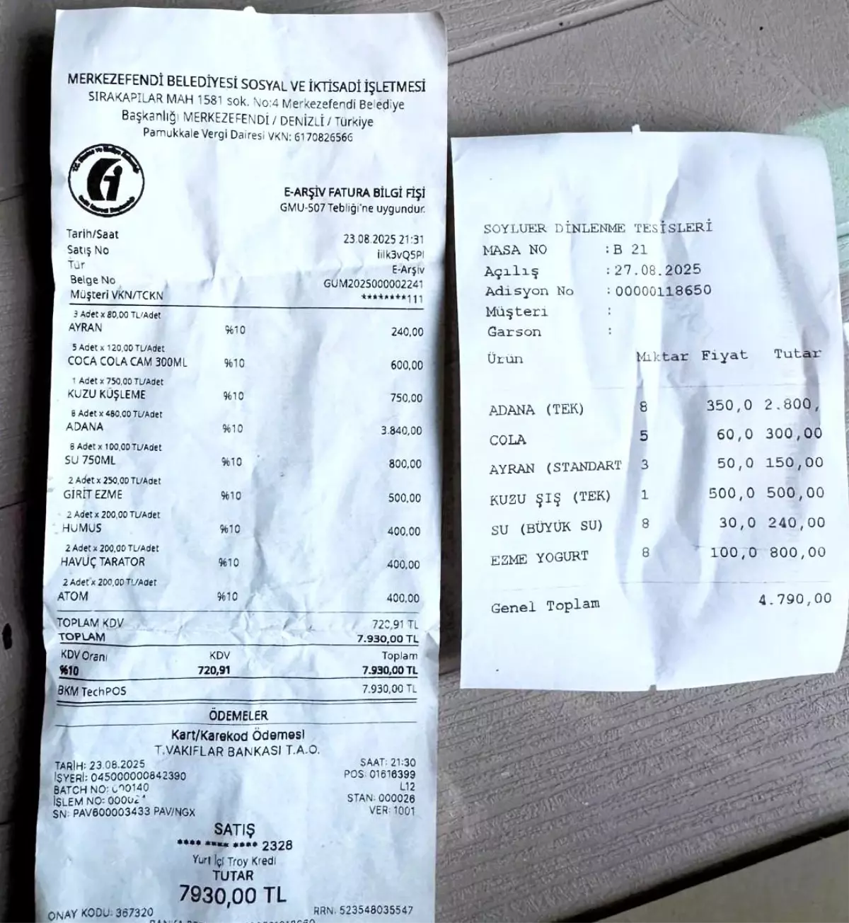 Merkezefendi Belediyesi Sosyal Tesislerinde Aşırı Fiyat Şoku