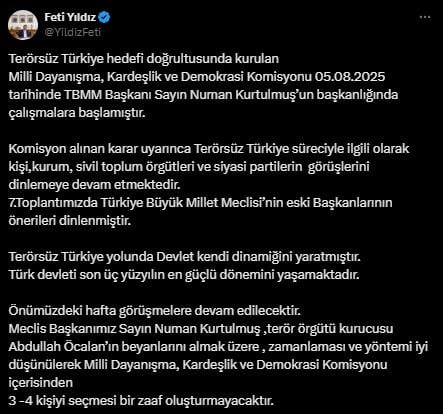 A call from MHP's Feti Yıldız to Kurtulmuş: The commission can listen to Öcalan's statements
