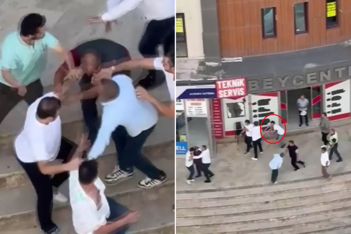 Onlarca kişi tekme, yumruk ve sandalyeyle birbirine girdi