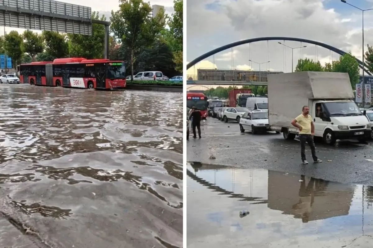 Ankara'da sağanak yağış hayatı felç etti! Yollar göle döndü