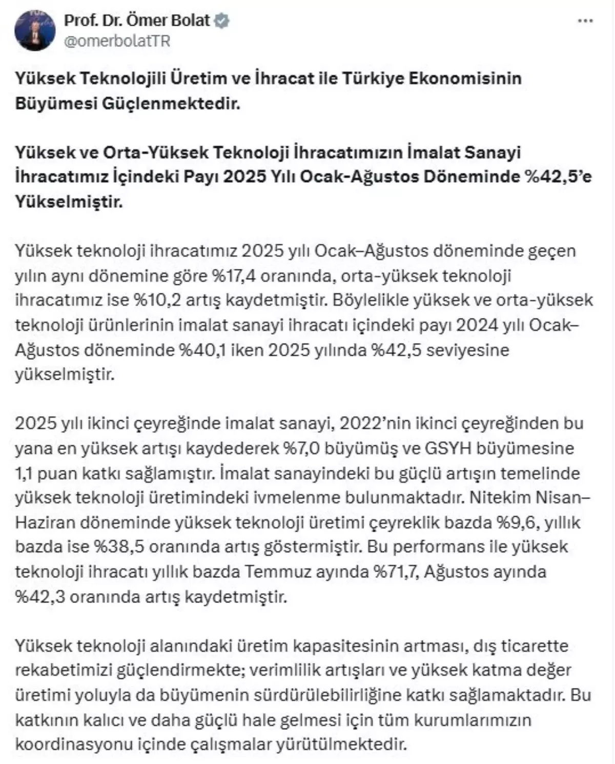 Türkiye'nin Yüksek Teknoloji İhracatı Artış Gösterdi