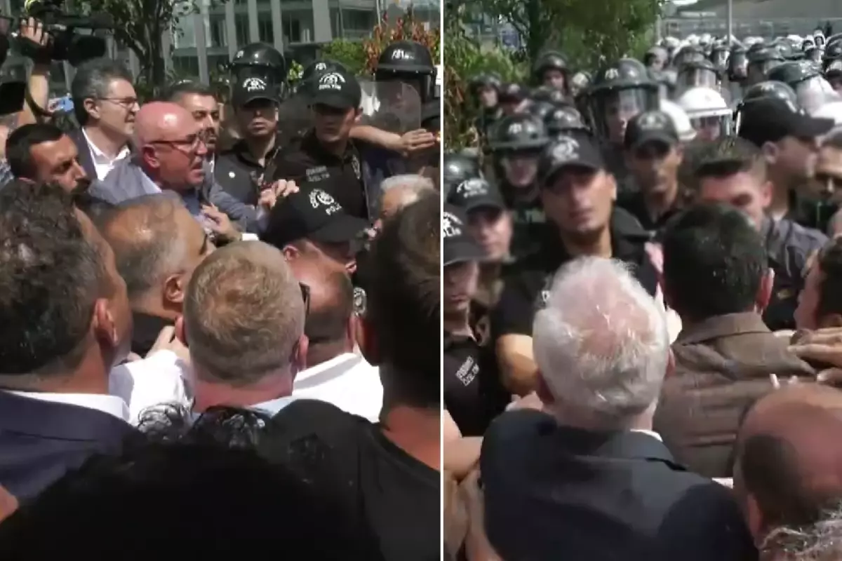 CHP il binası önünde gerginlik! Tansiyon bir anda yükseldi