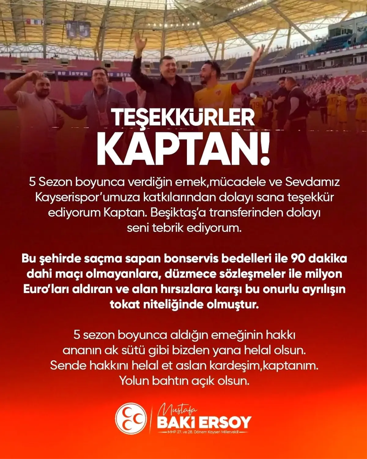 MHP'li Baki Ersoy'dan Gökhan Sazdağı'na Teşekkür