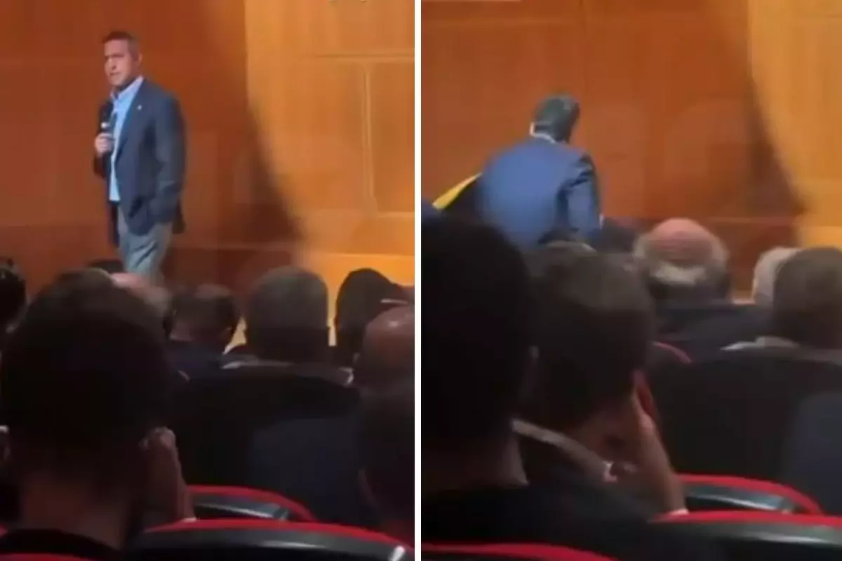Ali Koç konuşma yaparken yere düştü