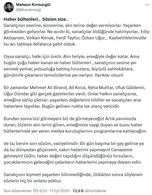 Mahsun Kırmızıgül's harsh criticism of the media: It is my will, do not make news of me if I die
