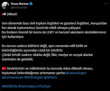 Sinan Burhan'dan dikkat çeken LGBT iddiası Sinan Burhan'dan dikkat çeken LGBT iddiası