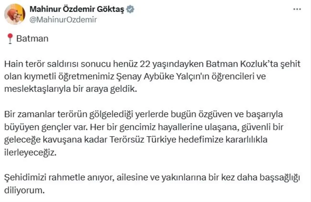 Bakan Göktaş, Şehit Öğretmen Şenay Aybüke Yalçın'ın Öğrencileriyle Bir Araya Geldi