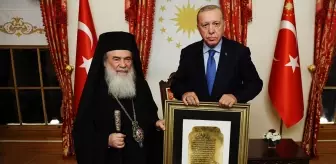 Cumhurbaşkanı Erdoğan, Kudüs Rum Patriği Giannopoulos'u kabul etti
