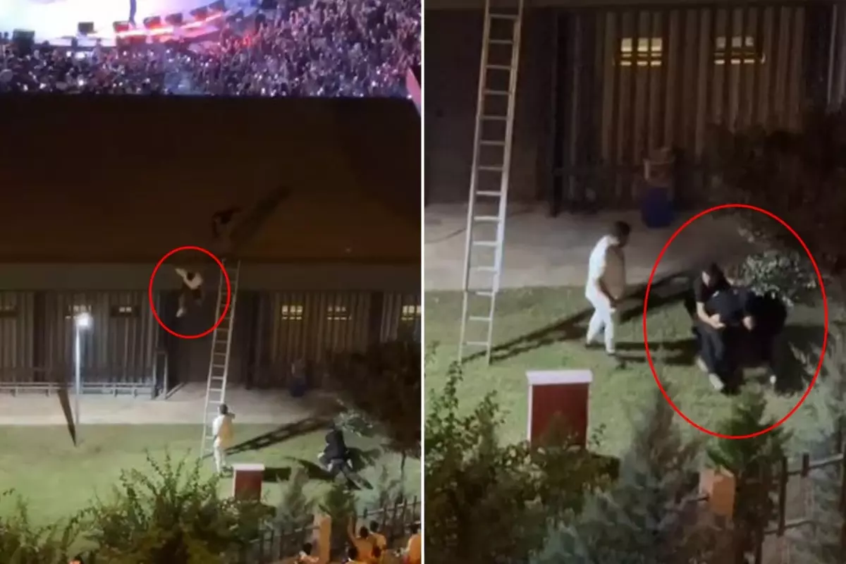 Güvenlik görevlileri konseri çatıdan izleyen genci aşağı attı