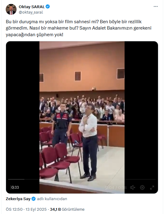 Reaction from President's Chief Advisor Saral to İmamoğlu's images