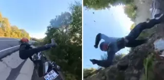 Motosikletli içerik üreticisini ölümden döndü! Feci kaza kameralara böyle yansıdı